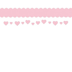 Pink heart garland banner with transparent background