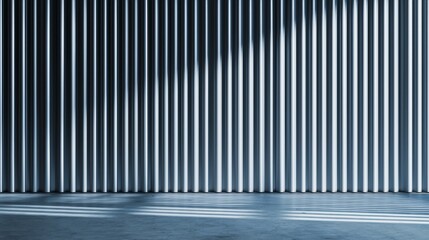 Minimalist Industrial Interior with Vertical Metal Panels and Dramatic Lighting