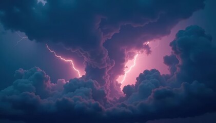 Obraz premium Dark stormy sky with heavy clouds and lightning, clouds, thunder