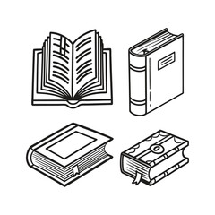Vector book icon set with lines that can be edited 