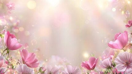 Obraz premium Soft Pink Flowers on a Light Background