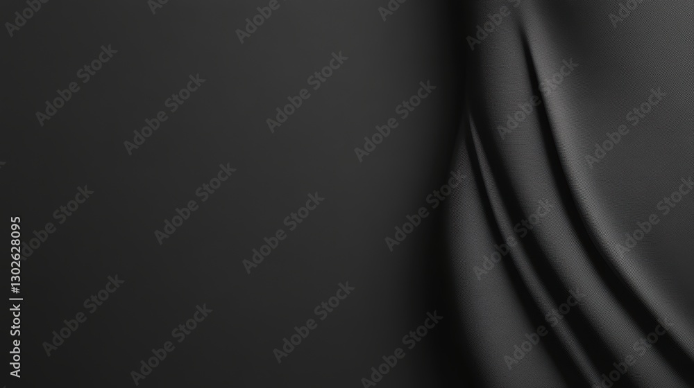 Poster elegant black fabric with smooth draping curves and soft texture
