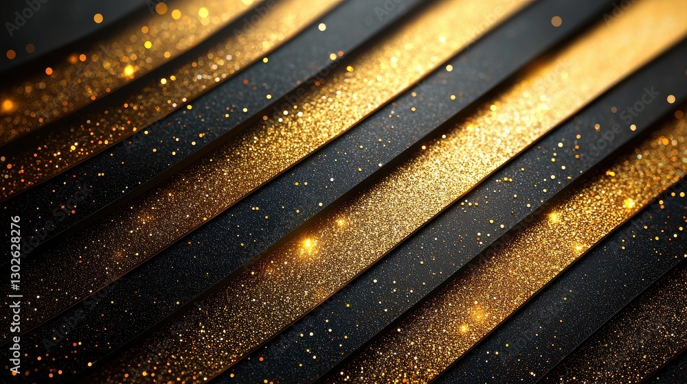 Poster shimmering golden ribbons with a sparkling effect on a dark background create a stunning visual disp