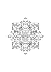 Floral Mandala Illustration – Black and White Vector