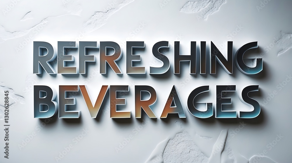 Poster stylish typography displaying the words refreshing beverages on a textured background