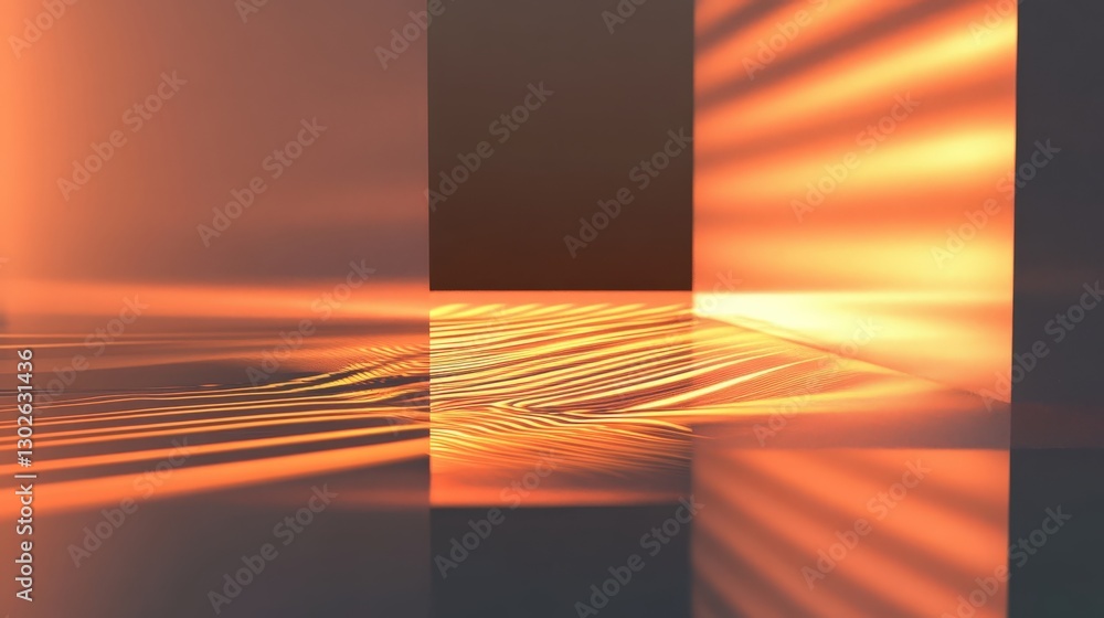 Poster an artistic representation of the double-slit experiment, where light behaves as both a particle and