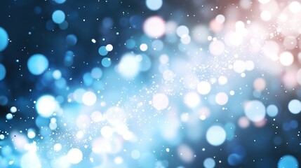 Abstract blue bokeh light effect with sparkling particles background