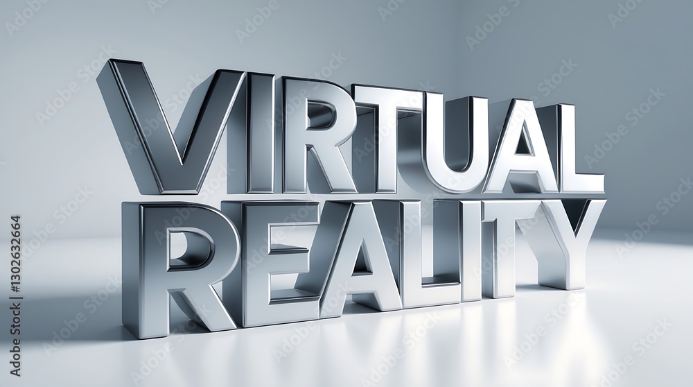 Poster modern metallic typography showcasing the concept of virtual reality in an abstract space