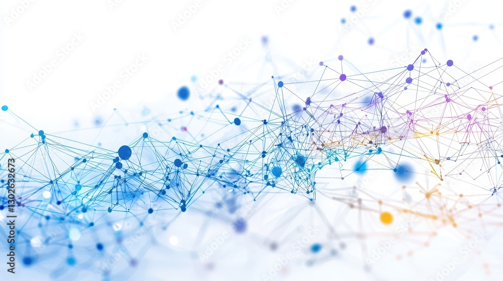 Poster abstract digital network connections with blue lines and dots
