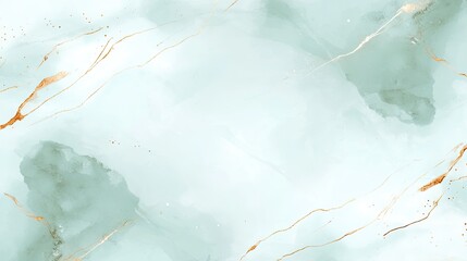Naklejka premium Abstract Watercolor Background in Soft Mint with Gold Accents