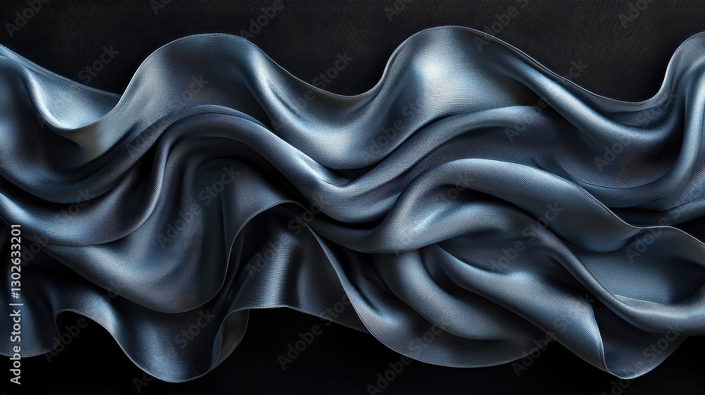 Poster elegant draped fabric showcasing flowing texture and deep shadows against a dark background