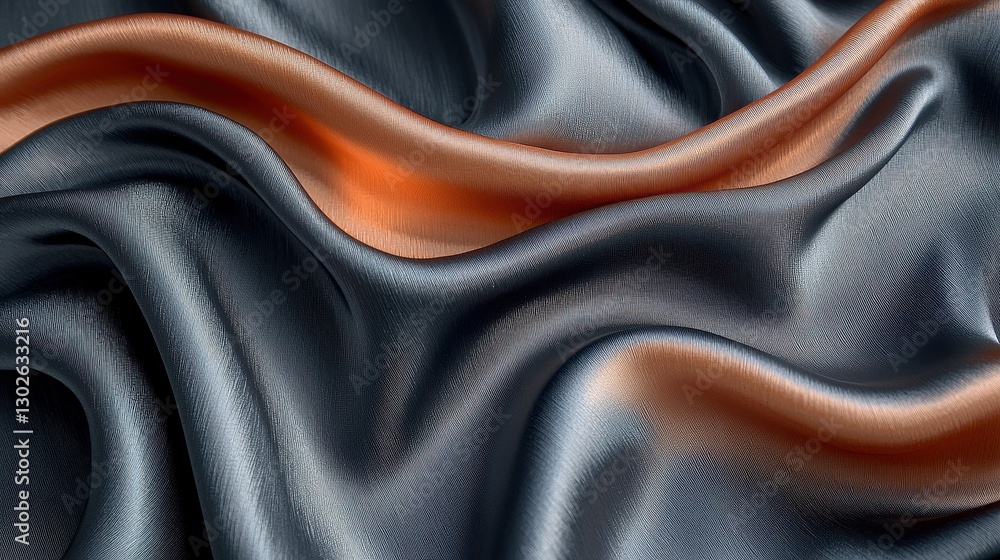 Poster smooth fabric draping gently with rich black and copper tones in an elegant textile display