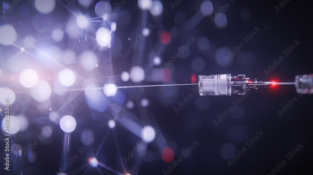 Aufkleber futuristic cyber injection concept with glowing network and high-tech syringe
