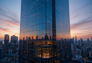 Skyscrapers at Sunset in a Bustling City