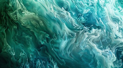 Obraz premium Abstract digital art with swirling teal and green hues.