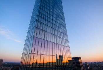 Skyscrapers at Sunset in a Bustling City