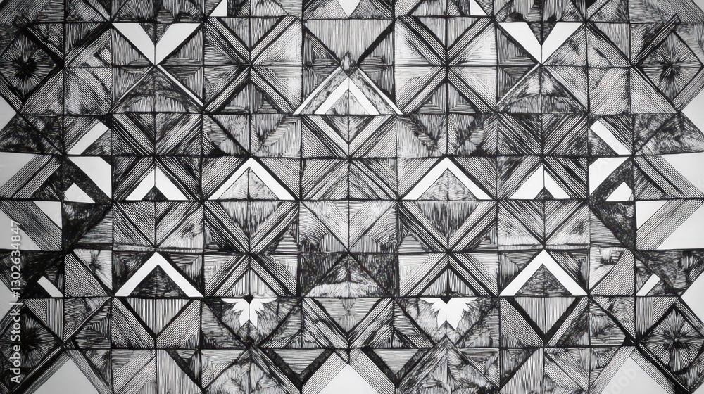 Poster diamonds and triangles in a repeating sequence, where each shape seems to morph into the next