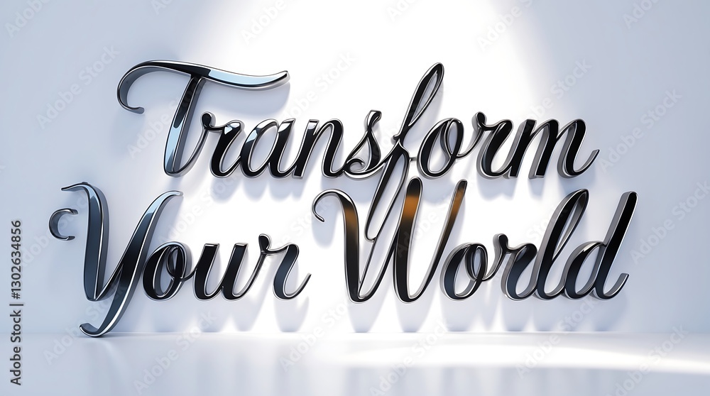 Poster transform your world with stylish typography on a minimalistic backdrop