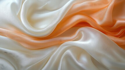 Obraz premium Flowing silk fabric in soft cream and peach hues creating an elegant texture suitable for various applications