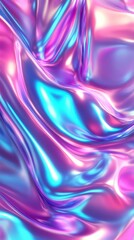 Obraz premium Shiny iridescent fabric with smooth holographic reflections
