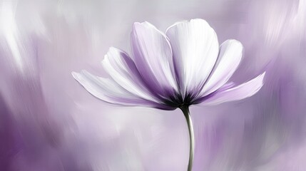 Fototapeta premium Beautiful Purple Flower on Soft Blurred Background in Pastel Tones