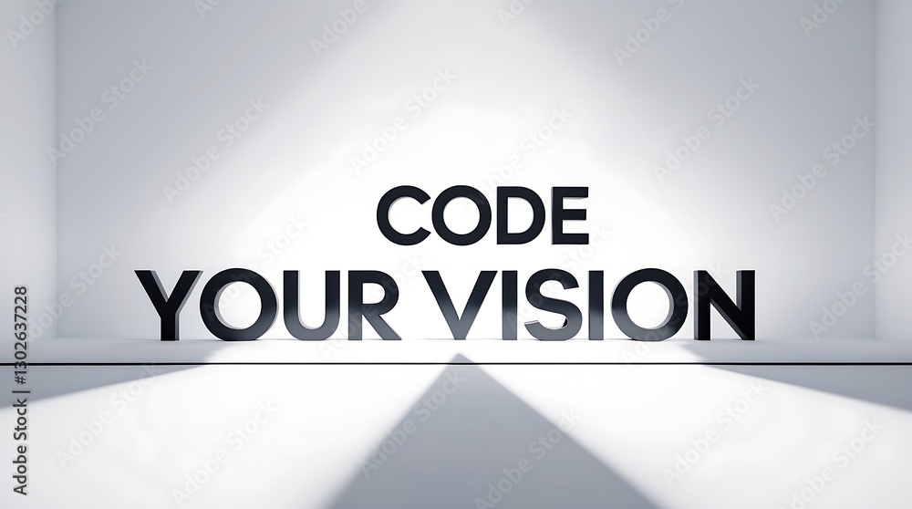 Aufkleber code your vision message displayed in bold typography with dramatic lighting effects