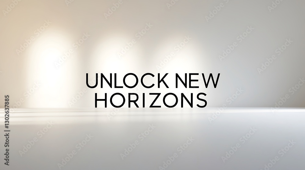 Poster unlock new horizons with modern typography in a minimalistic setting