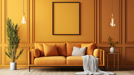 Modern Mustard Yellow Living Room Interior Design