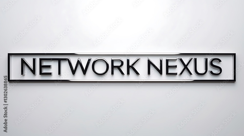 Poster modern signage displaying network nexus branding against a simple wall backdrop
