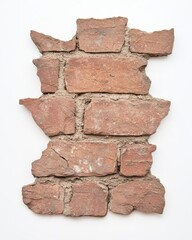 Obraz premium Abstract Composition of Rough Red Brick Wall on White Background
