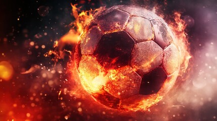 Cinematic soccer ball kick flying fast through the air creating an aesthetic blurring motion, symbolizing the power energy of cinematic and aesthetic soccer kicks