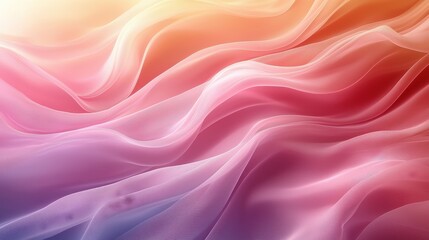 Fototapeta premium Colorful silk fabric flowing gracefully with soft curves and gentle layers under warm light