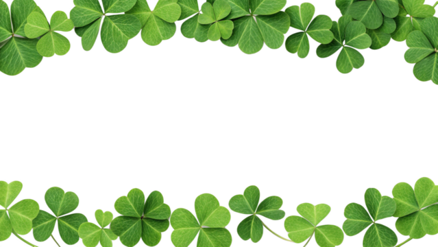vibrant shamrock border with realistic texture and transparent background