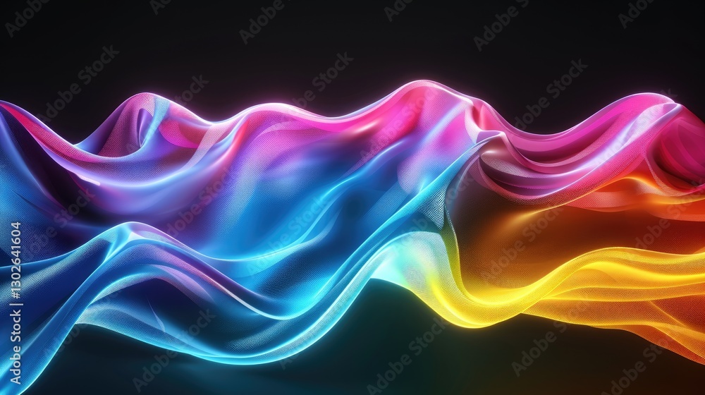Poster dynamic flow of colorful waves abstract art digital design vibrant environment close-up visual conce