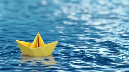 Drowning in Despair: Paper Boat Sinking in Ink, Symbolizing Lost Hope and Failure. Emotional Metaphor with Copy Space for Text.