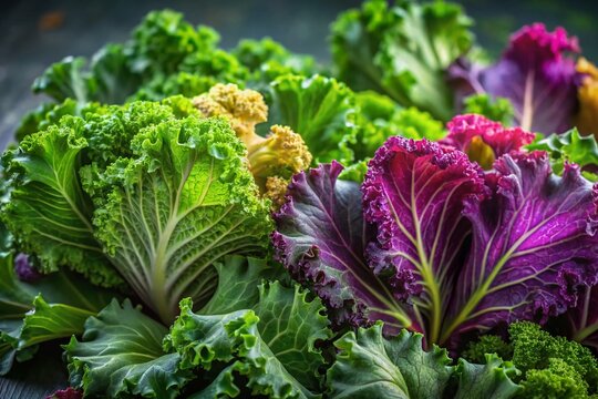 Fresh Kalettes: Vibrant Green Leafy Vegetable in Stylish Food Photography