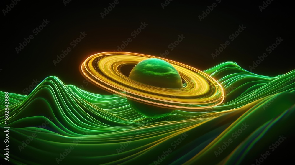 Poster dynamic saturn visualization cosmic space digital art 3d environment abstract viewpoint sci-fi conce