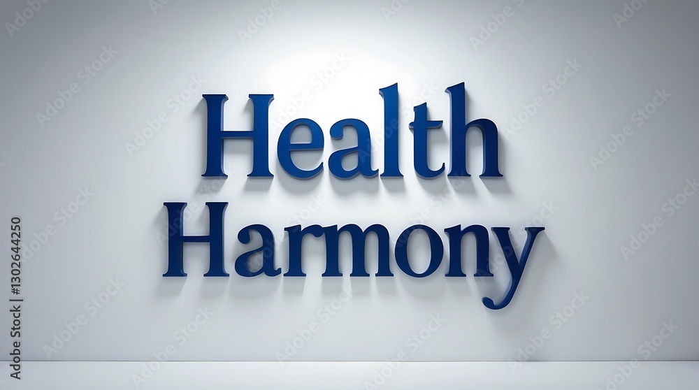 Poster conceptual typography of health harmony displayed on a simple background