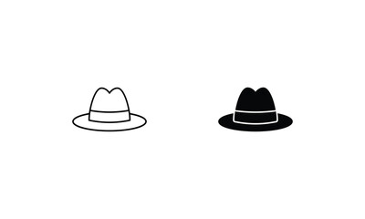 Sun Hat icons set line and glyph vector stock illustration