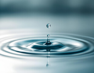 suspended water droplet above serene rippling water
