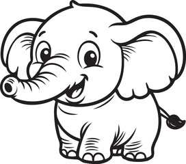 Fototapeta premium Hand drawn Cute Elephant Line Art coloring page