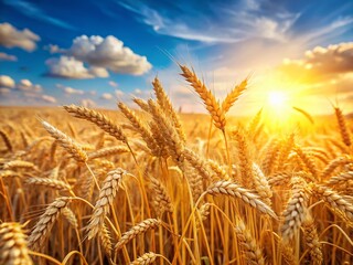 Fototapeta premium Golden Wheat Field Harvest Festival: Copy Space for Text & Logos