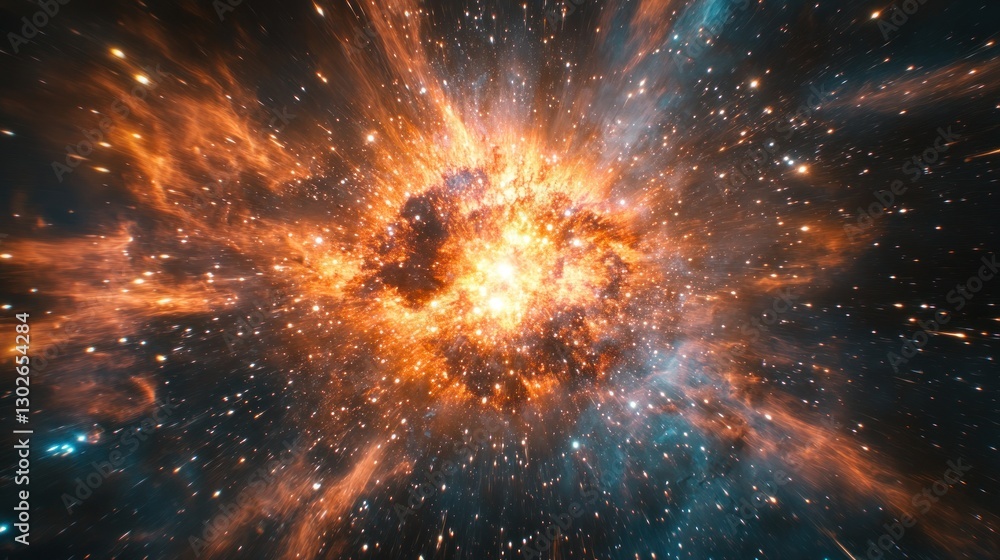 Poster cosmic radiance, an explosive display of nebula fireworks in deep space