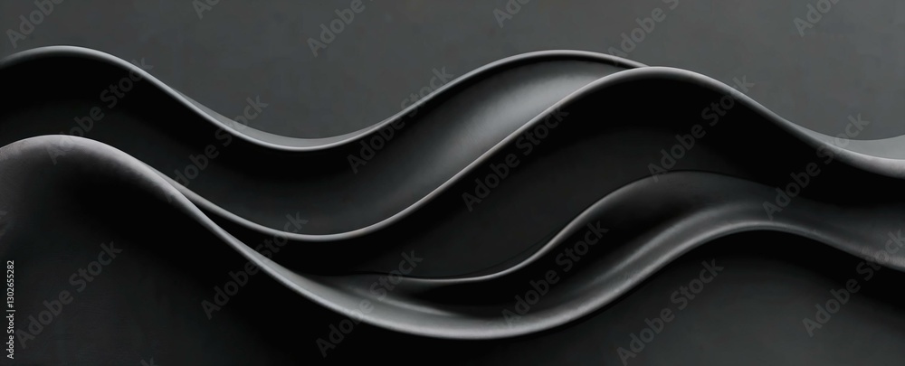 Aufkleber monochromatic abstract design with sleek black curves and wave patterns