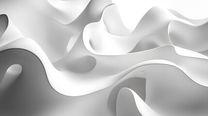 Flowing white abstract shapes creating a smooth minimalistic composition