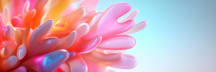 Obraz premium Colorful, fluid shapes resemble coral structures, radiating a sense of tranquility and wonder in a soft, ethereal atmosphere. This vibrant display evokes creativity and inspiration