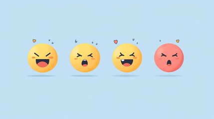 Naklejka premium Diverse Emoji Characters Expressing a Range of Emotions on Light Blue Background