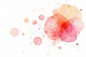 Abstract watercolor art with pink and orange splashes on white background