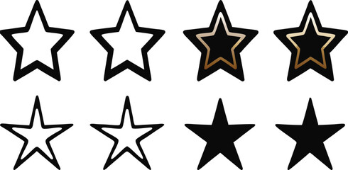 set of black and white star icons