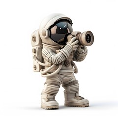 Astronaut Taking Pictures with Camera in Outer Space Adventure